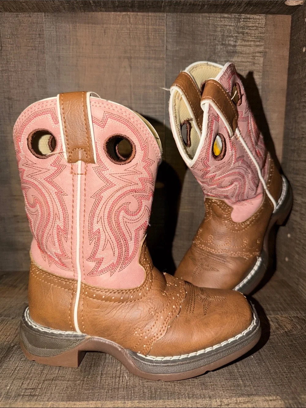 DURANGO  Pink and Brown Western Boots - Toddlers-size 10